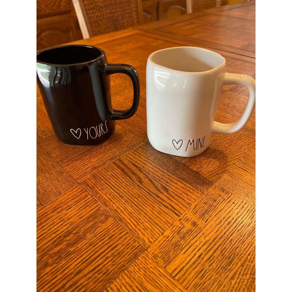 RAE DUNN MINE YOURS MUG SET